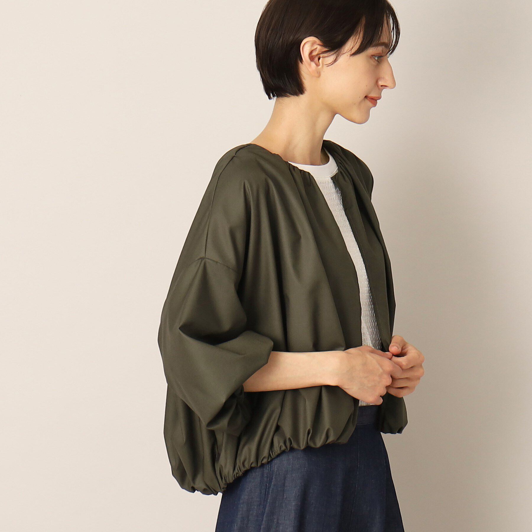 Dessin「【洗える】バルーンスリーブライトブルゾン」|カーディガン|