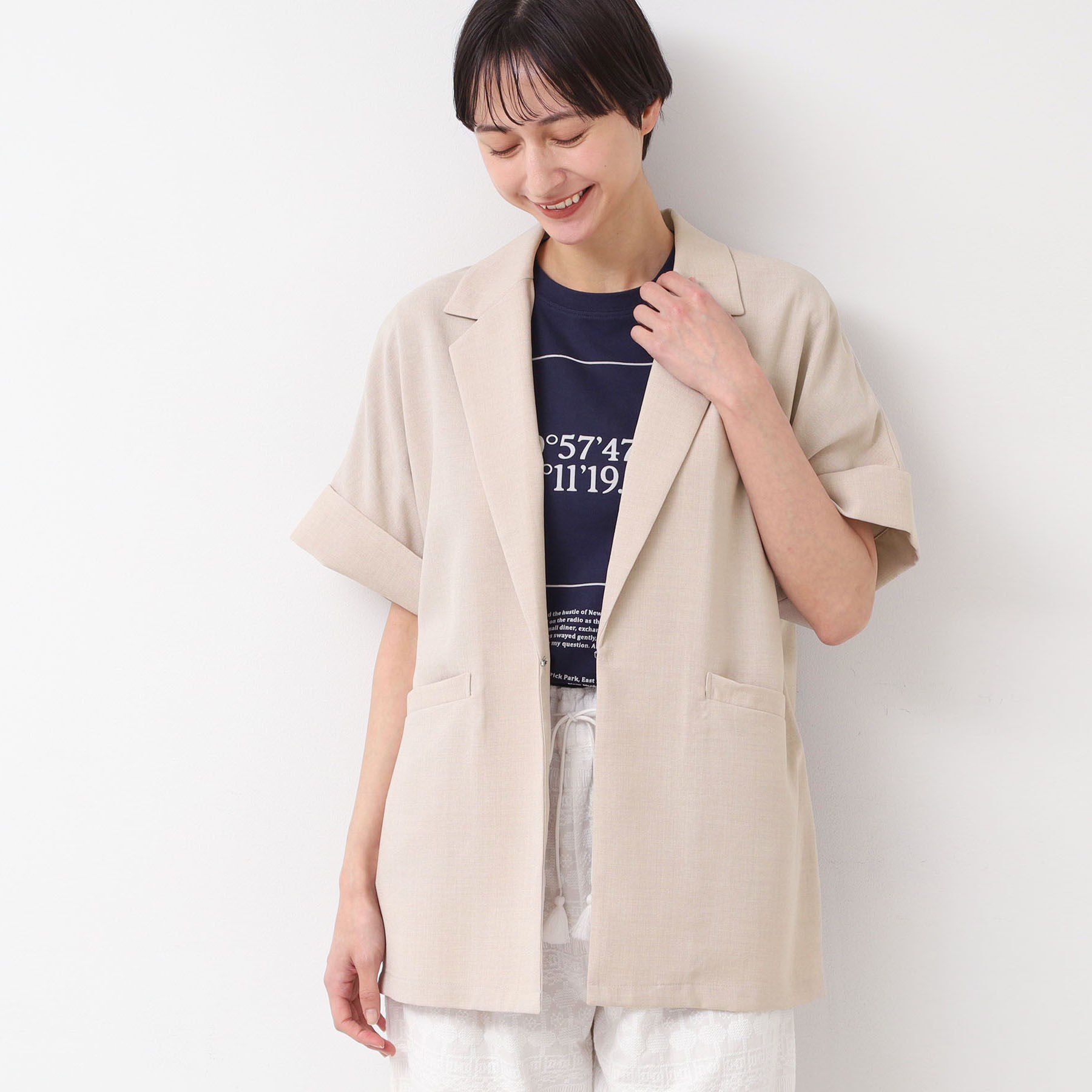 Dessin「【洗える】半袖テーラードジャケット」|テーラードジャケット|グレージュ(050)