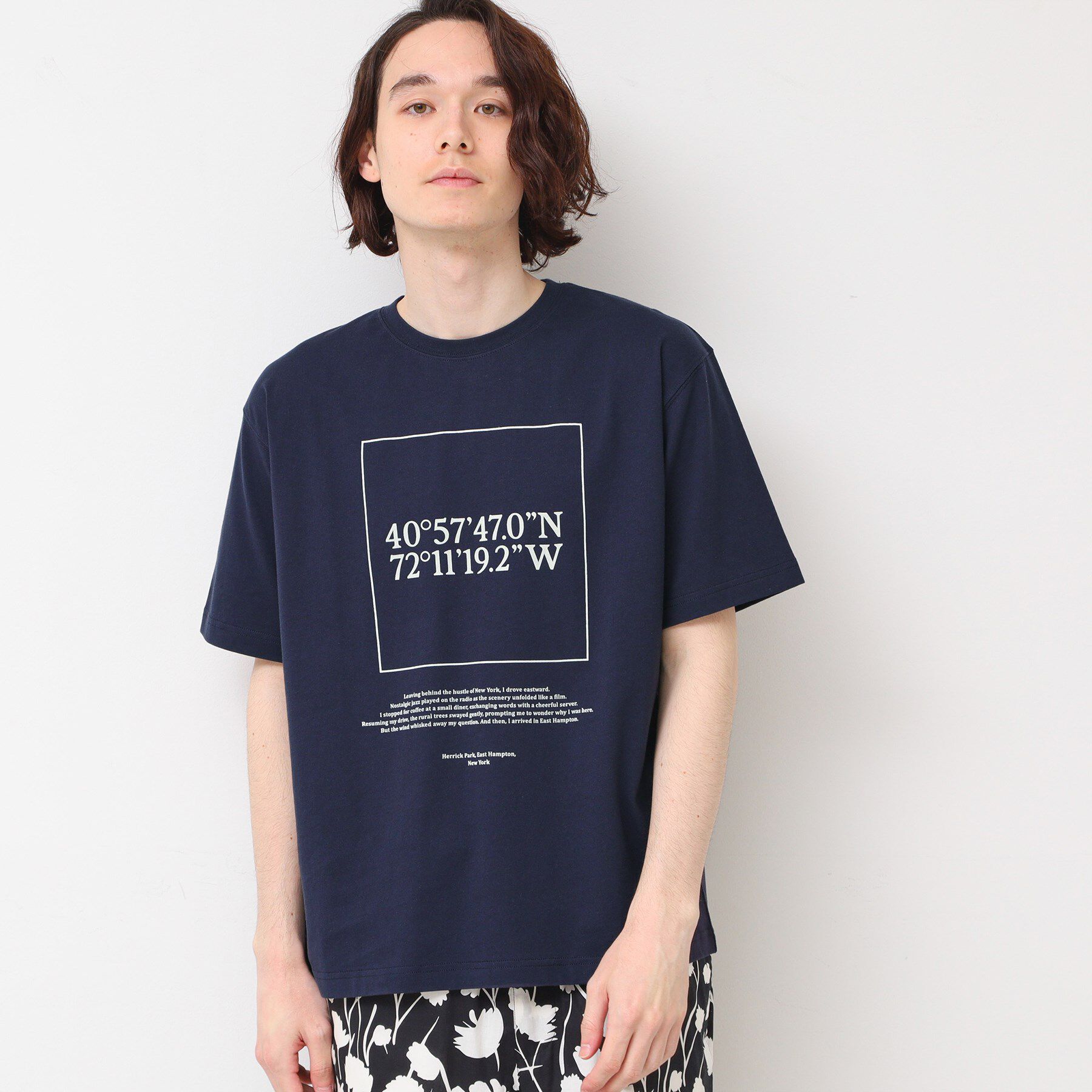 Dessin「【ユニセックス・洗える】座標プリントTシャツ」|Tシャツ・カットソー|ネイビー(094)