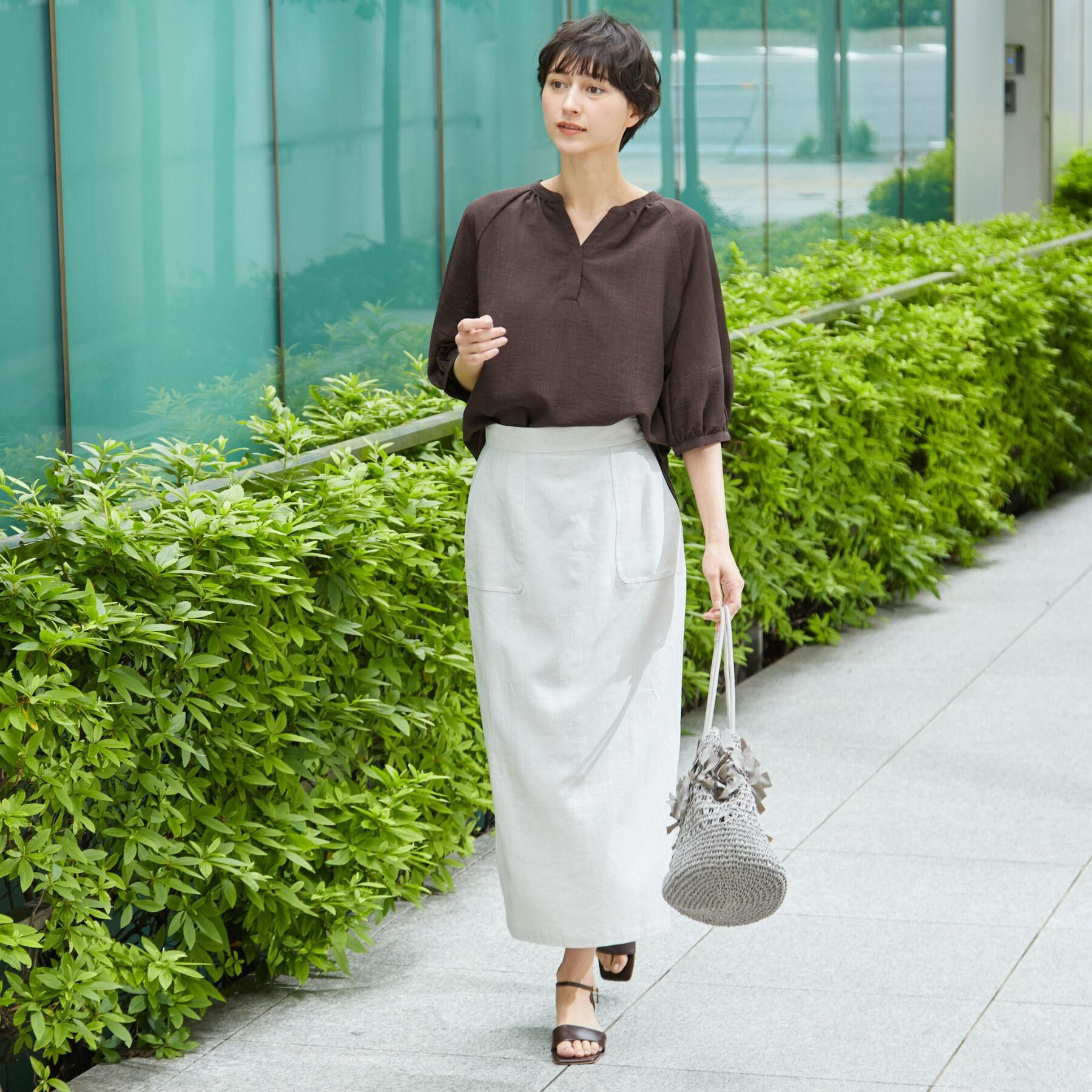 Dessin「【洗える】スキッパ―五分袖ブラウス（XS～L）」|シャツ・ブラウス|