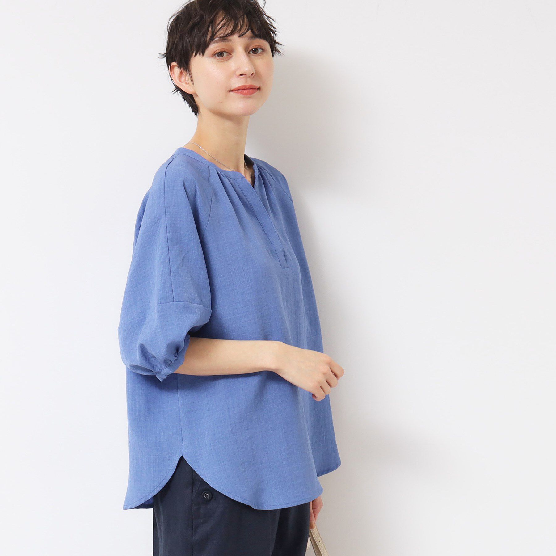 Dessin「【洗える】スキッパ―五分袖ブラウス（XS～L）」|シャツ・ブラウス|