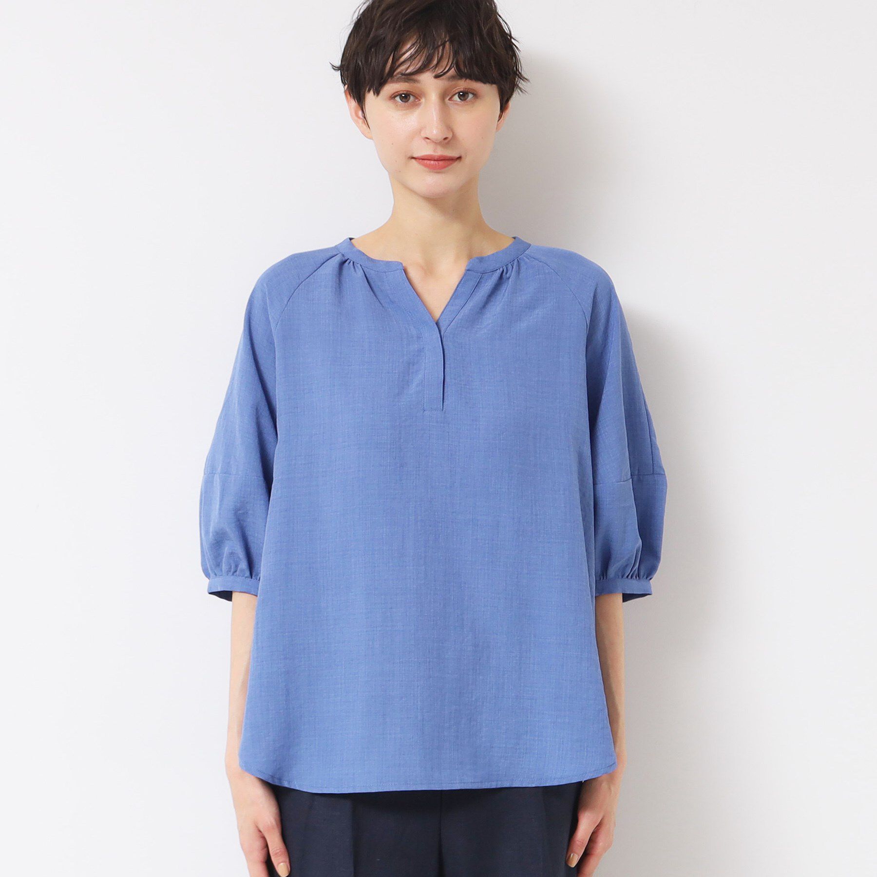 Dessin「【洗える】スキッパ―五分袖ブラウス（XS～L）」|シャツ・ブラウス|