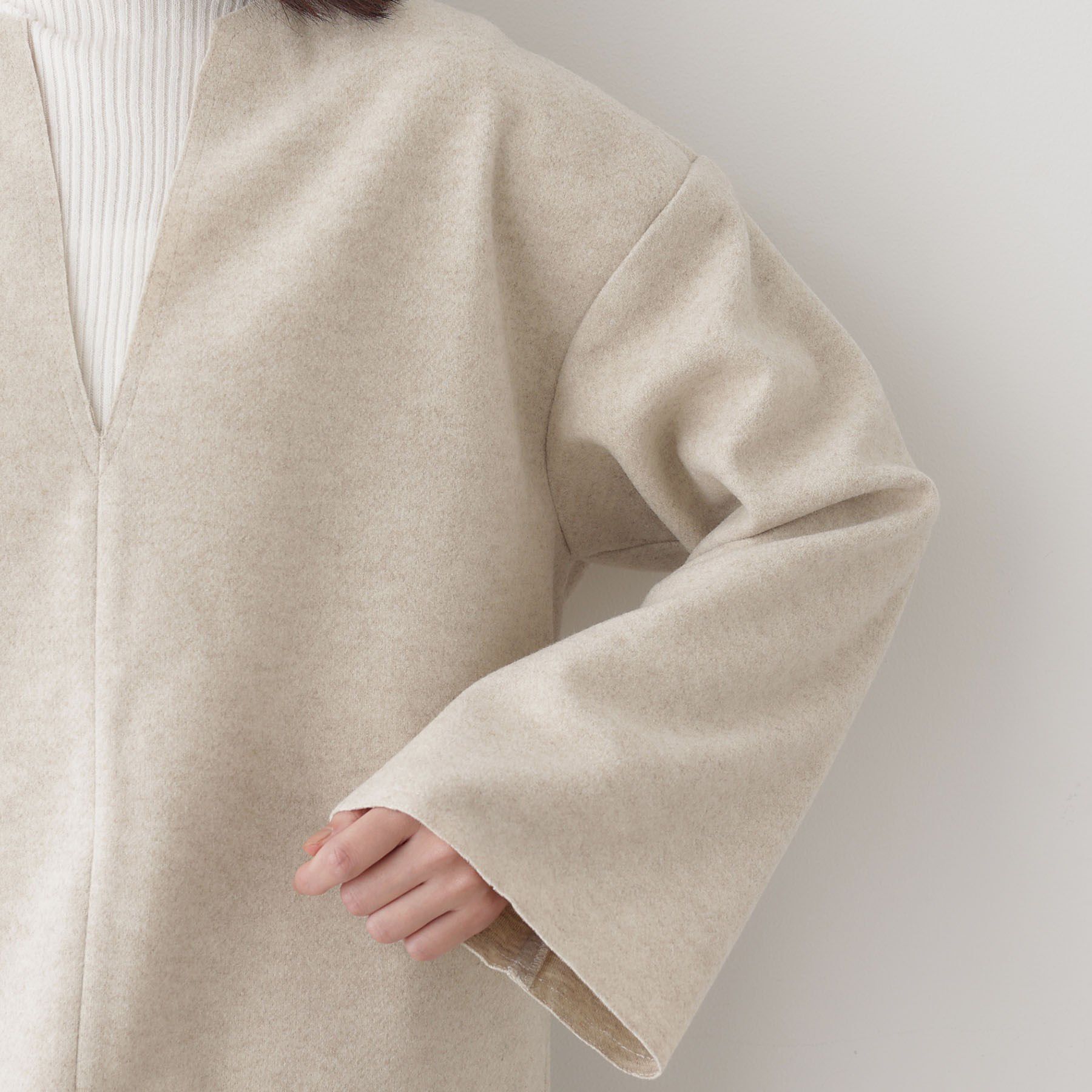 Dessin「【セットアップ可/洗える】Vネックメルトンジャージ」|シャツ・ブラウス|