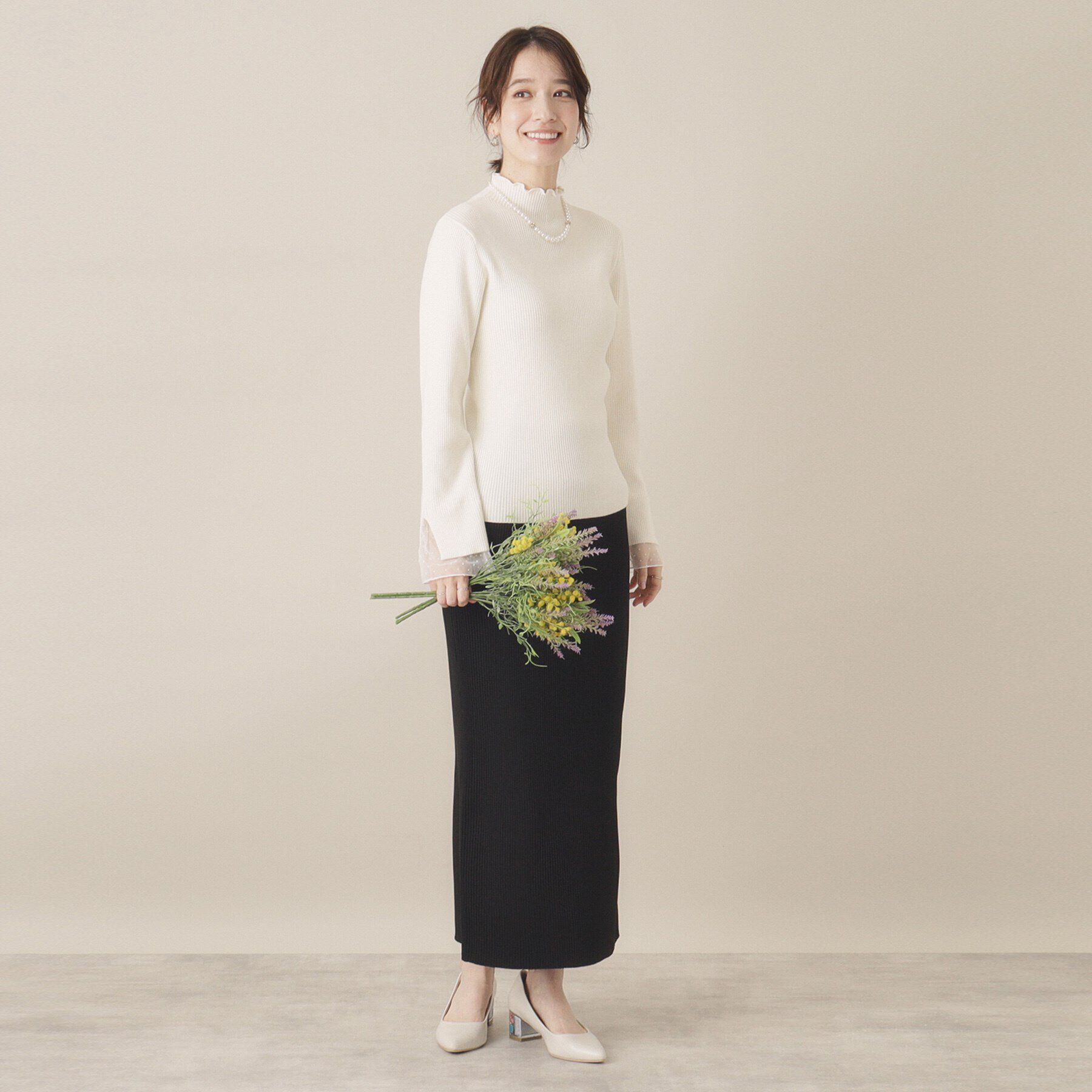 ITS&rsquo;DEMO「【手洗い可】袖チュールリブニット」|ニット・セーター|