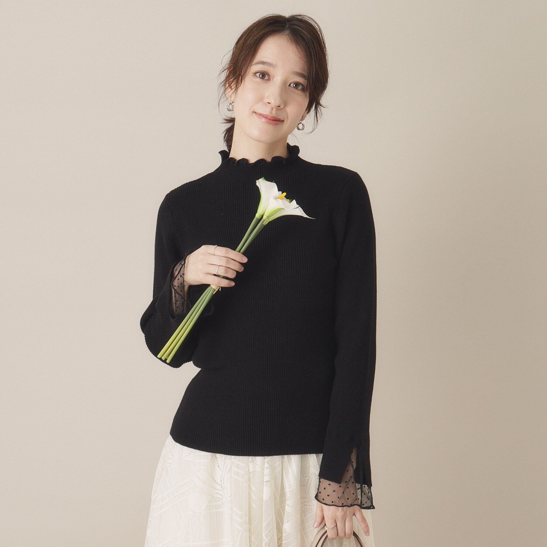 ITS&rsquo;DEMO「【手洗い可】袖チュールリブニット」|ニット・セーター|