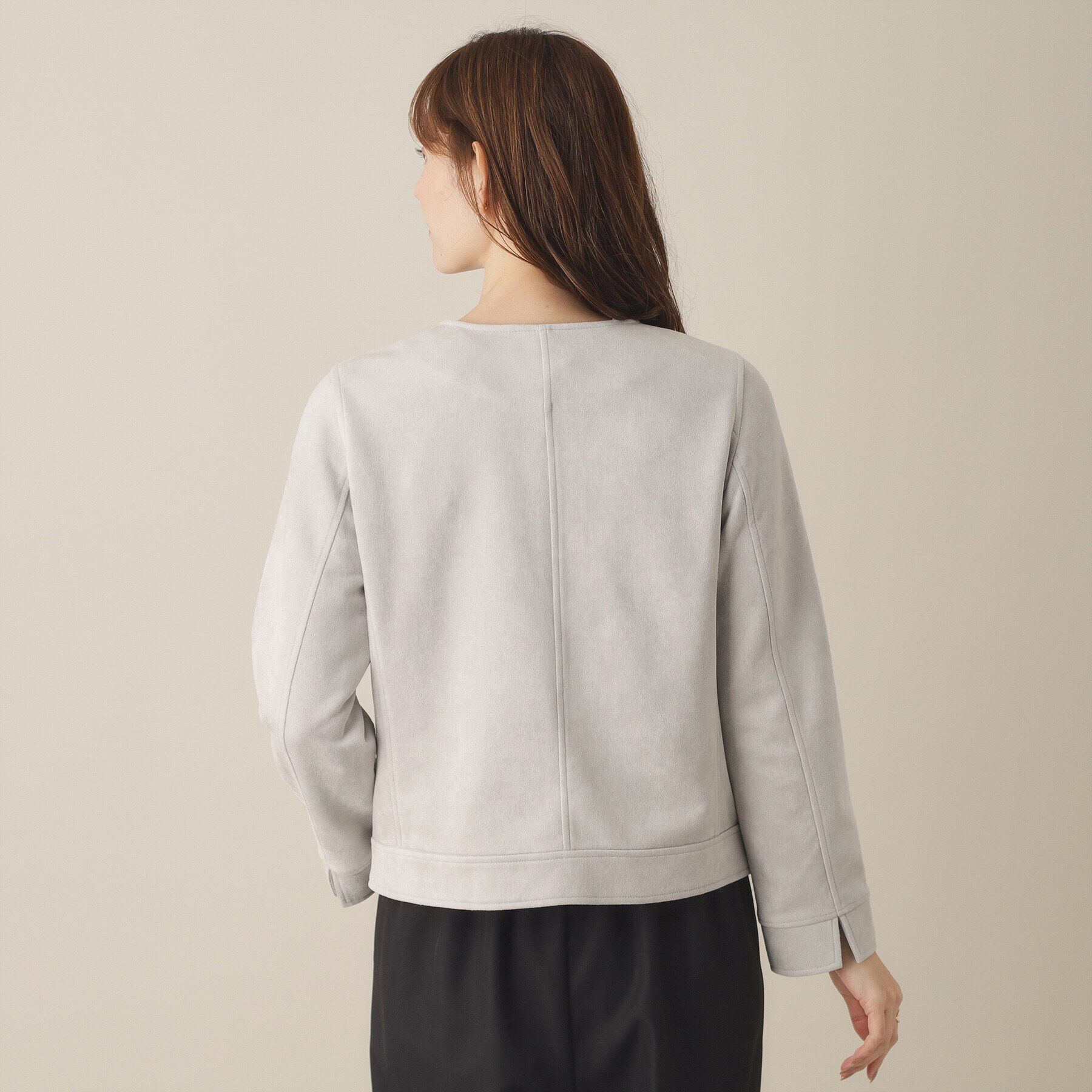 ITS&rsquo;DEMO「【通勤／M・Lサイズ展開】カットフェイクスエードジャケット」|ノーカラージャケット|