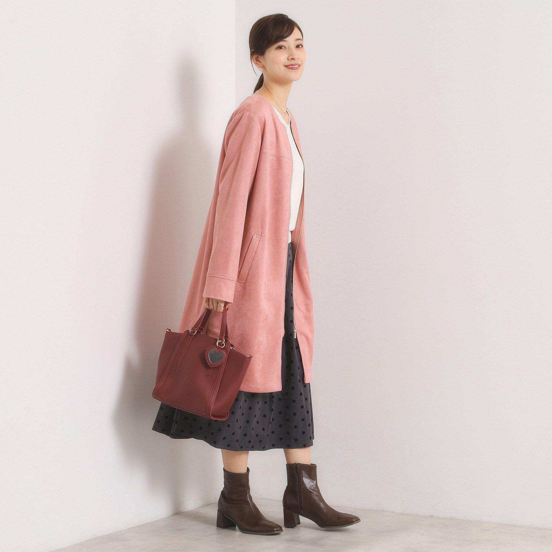 ITS&rsquo;DEMO「カットスエード調コート」|ノーカラーコート|