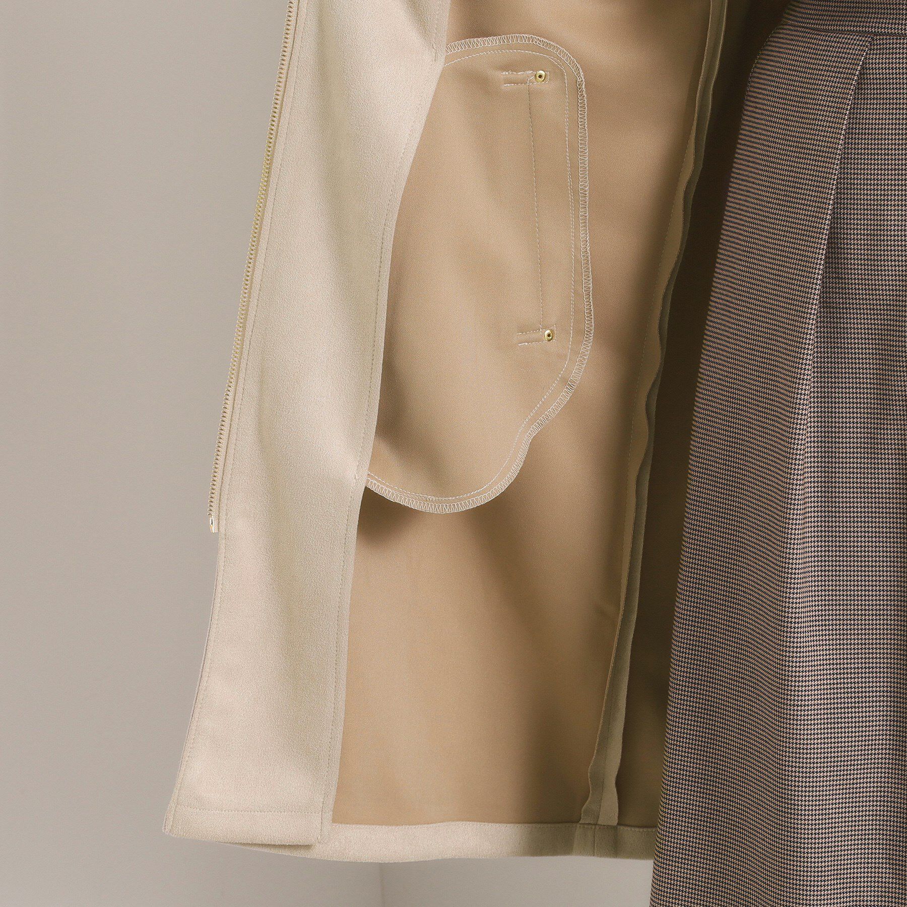 ITS&rsquo;DEMO「カットスエード調コート」|ノーカラーコート|