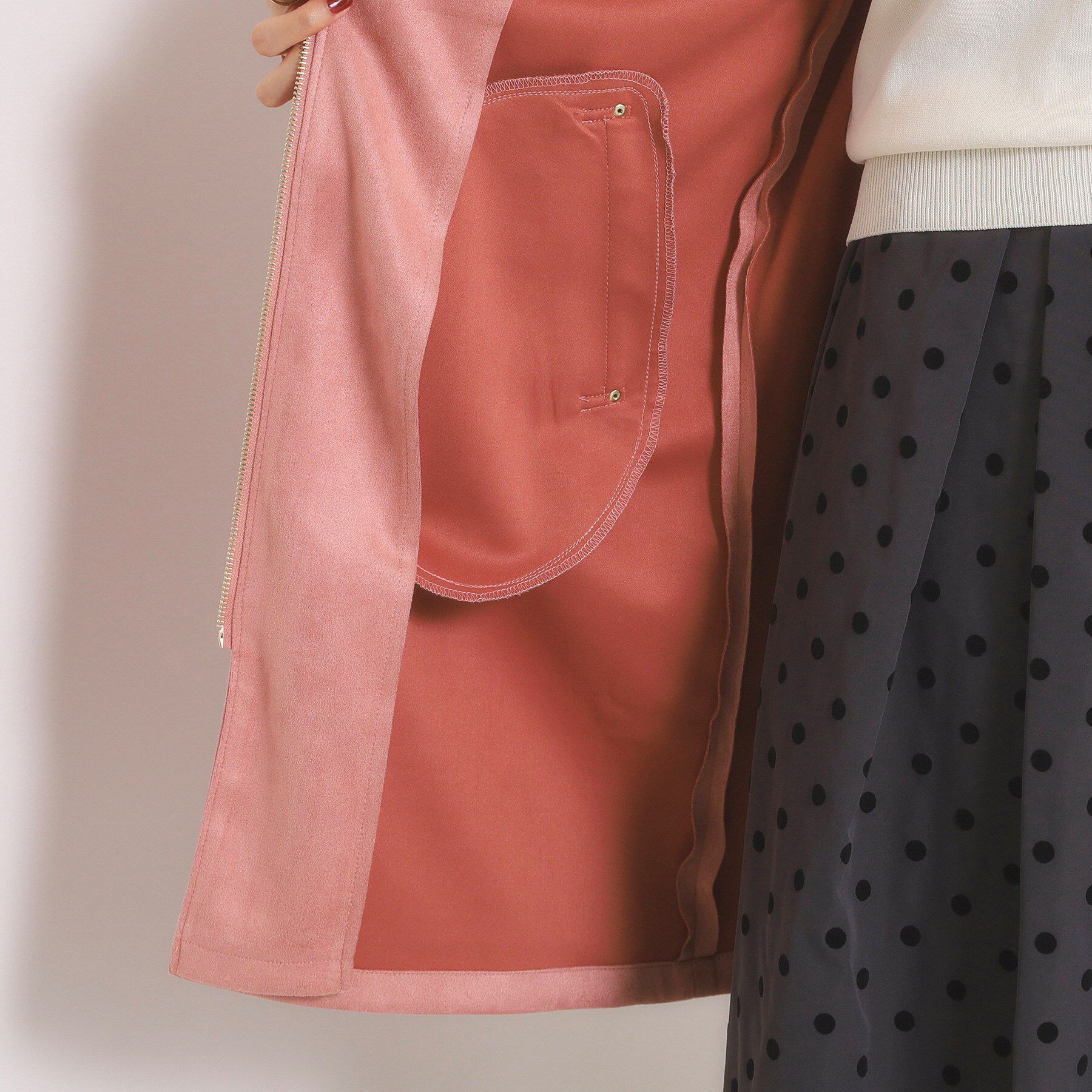 ITS&rsquo;DEMO「カットスエード調コート」|ノーカラーコート|