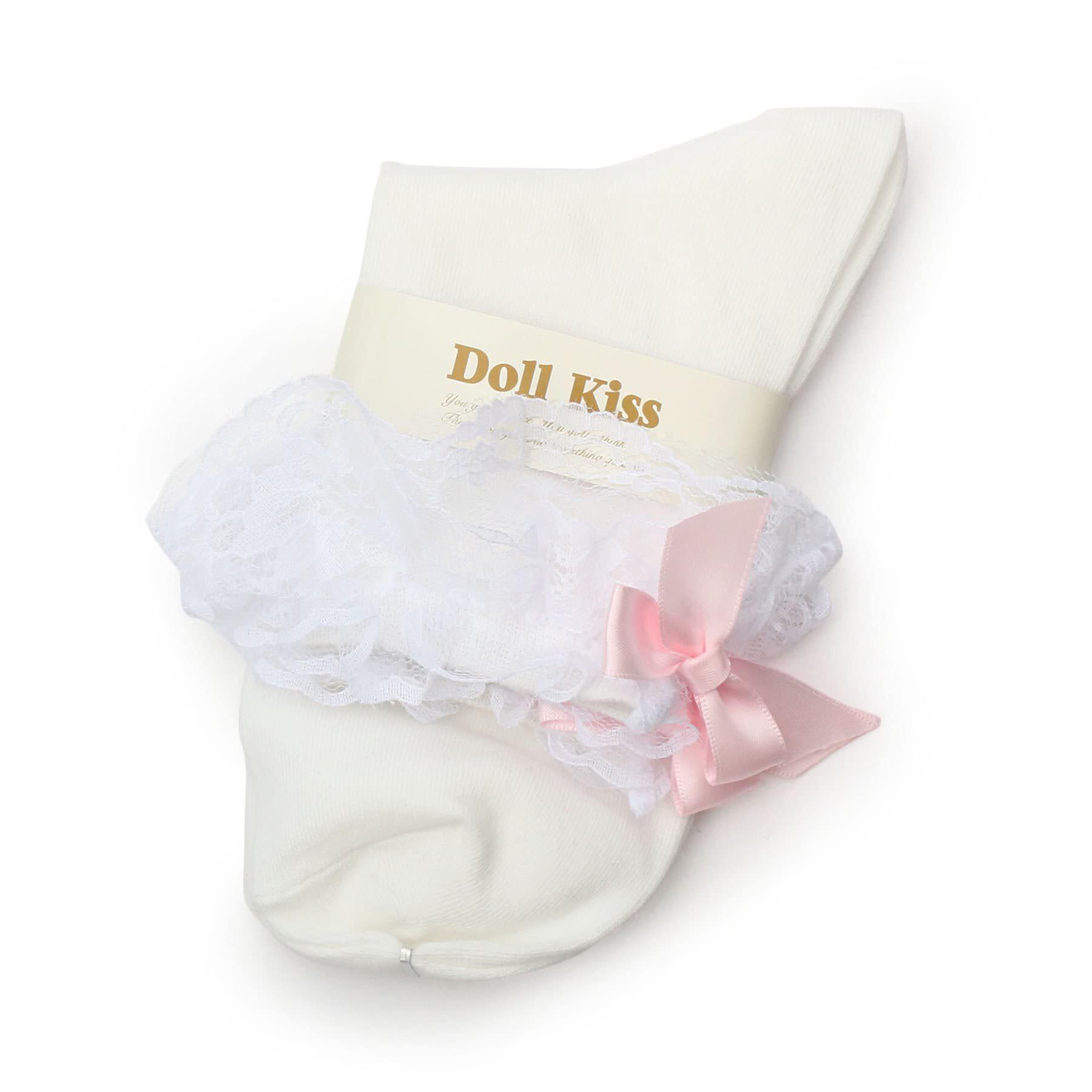 Doll Kiss「レース&times;リボン付きクルーソックス　靴下」|ソックス|ｱｲﾎﾞﾘｰ/ﾋﾟﾝｸ(072)