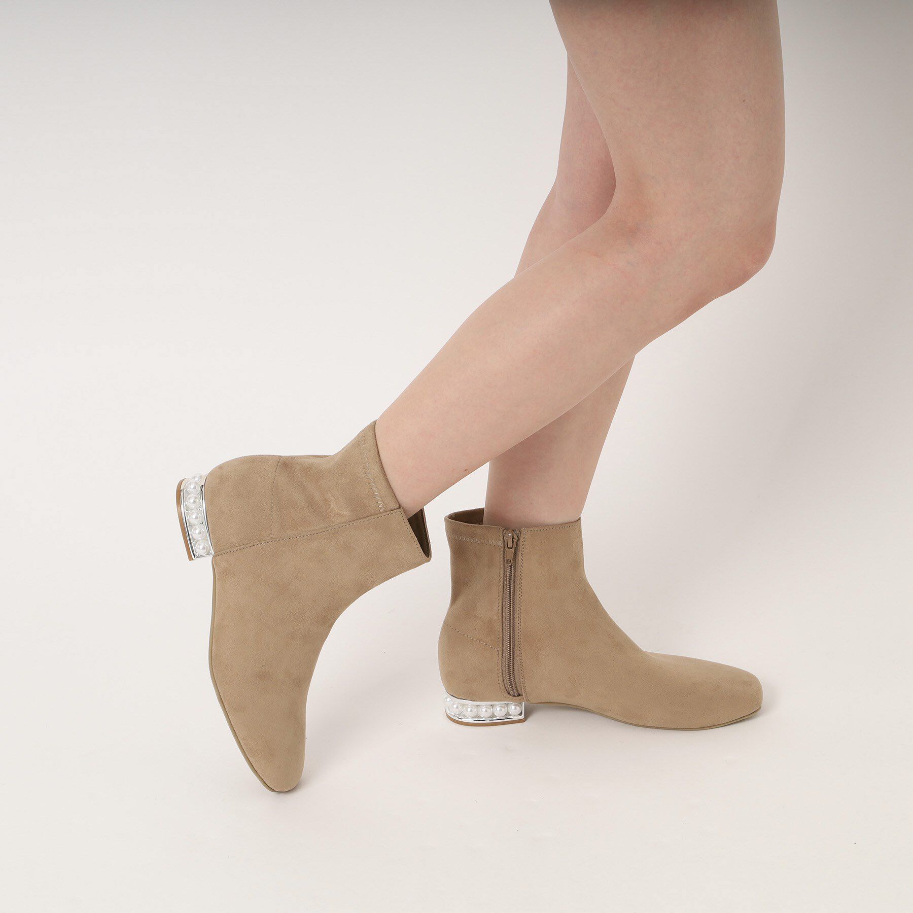 ESPERANZA「パール調ヒールショートブーツ」|ショートブーツ|