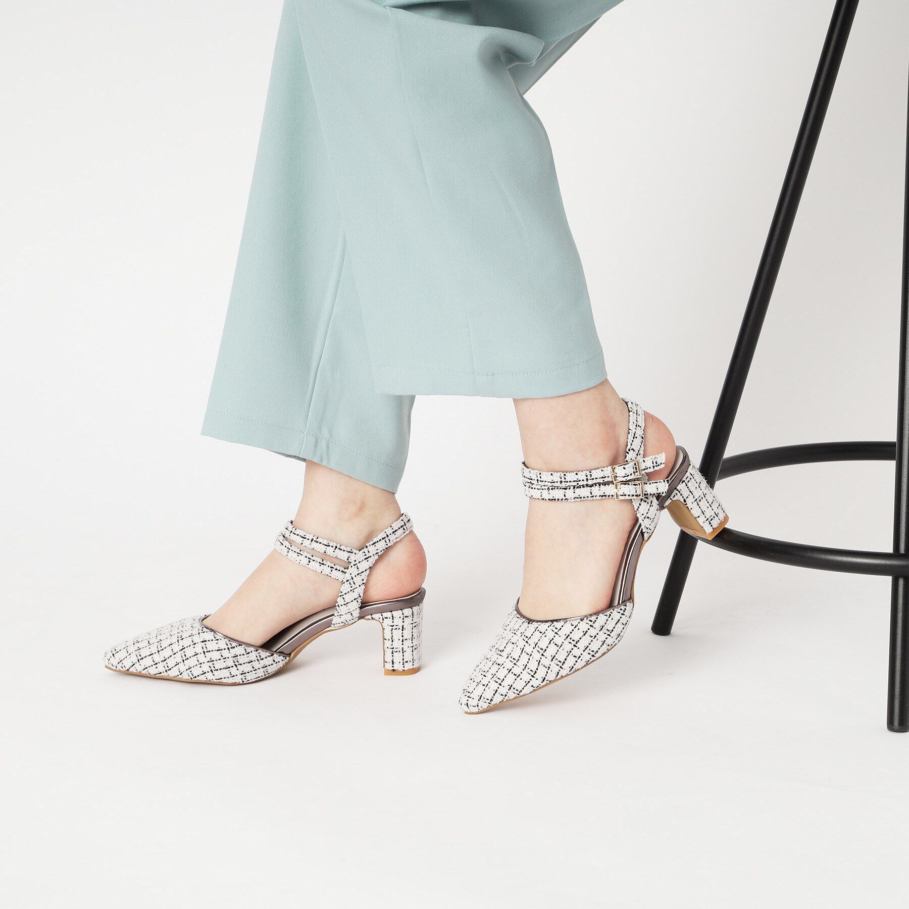 ESPERANZA「アンクルストラップ付ツイードセパレートパンプス」|パンプス|