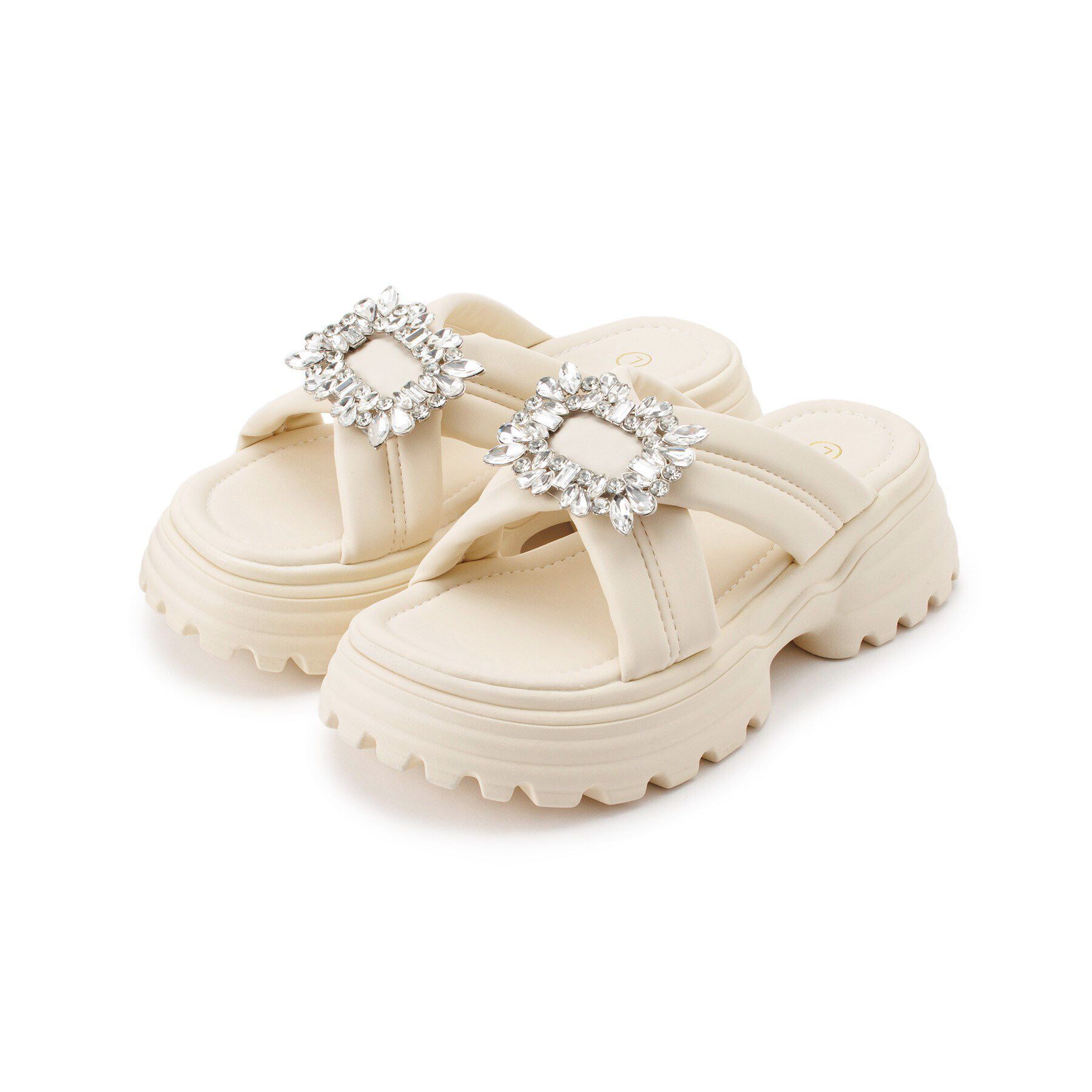 csT&P「キラキラ付き厚底サンダル」|サンダル|ﾍﾞｰｼﾞｭ(052)