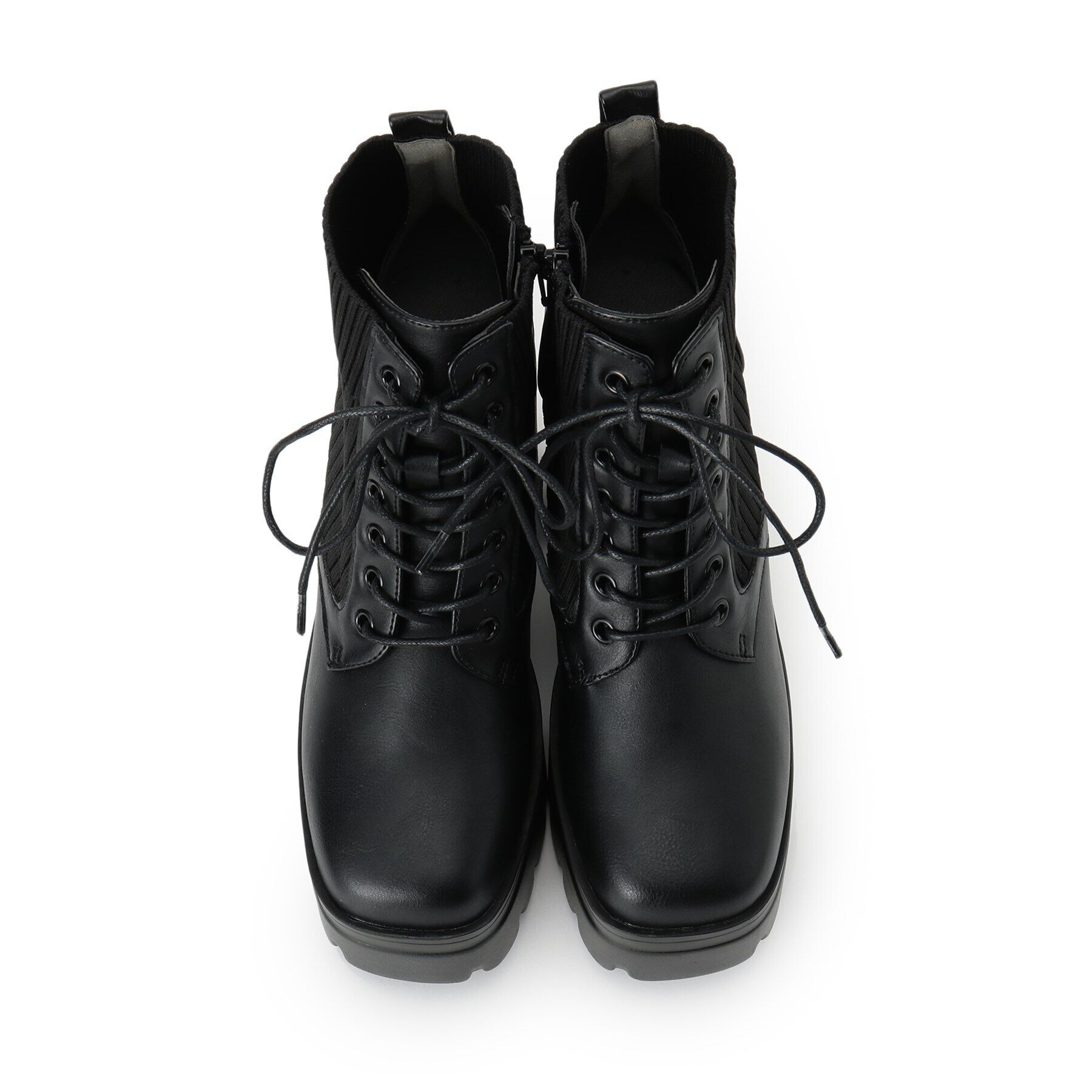 csT&P「厚底リブニットレースアップブーツ」|ショートブーツ|