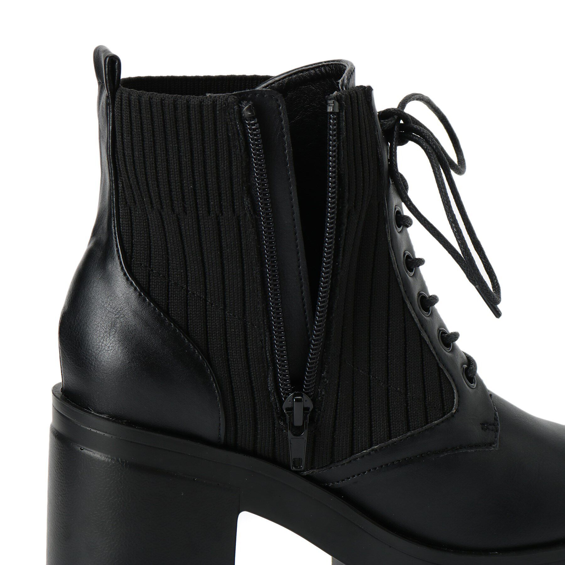 csT&P「厚底リブニットレースアップブーツ」|ショートブーツ|