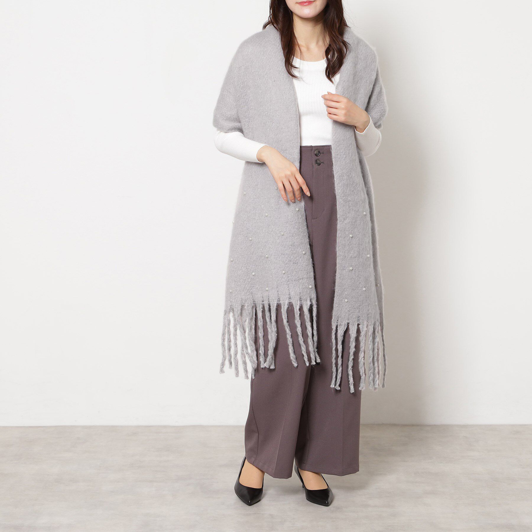 Ober Tashe「フェイクパール使いストール」|ストール|