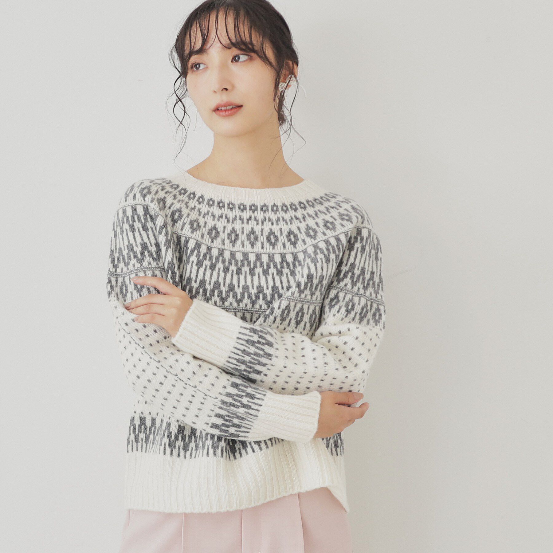 SunaUna「【人気急上昇！／求心柄】エアリーニット」|ニット・セーター|