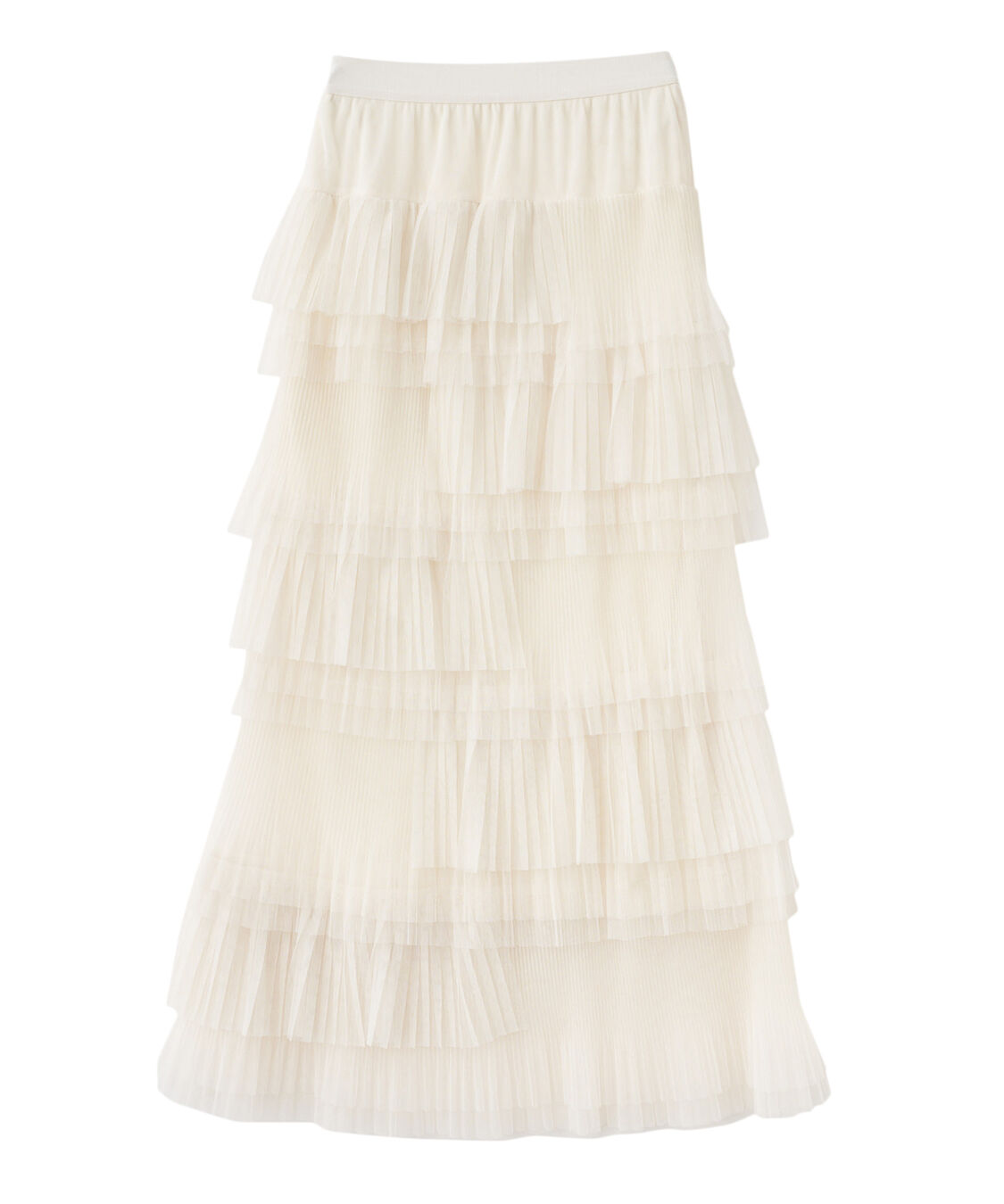 COCO DEAL「アシメプリーツティアードチュールスカート」|スカート|