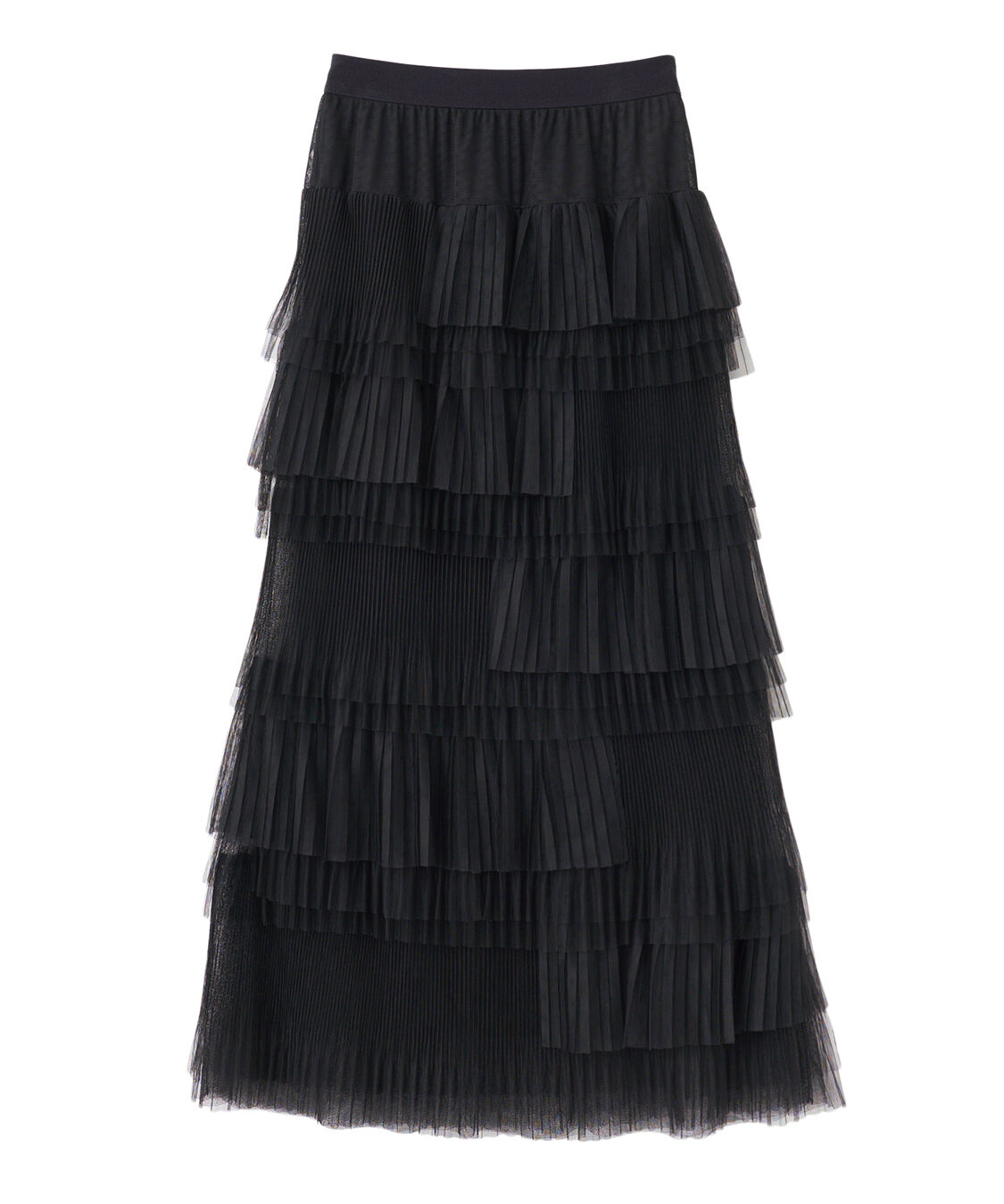 COCO DEAL「アシメプリーツティアードチュールスカート」|スカート|