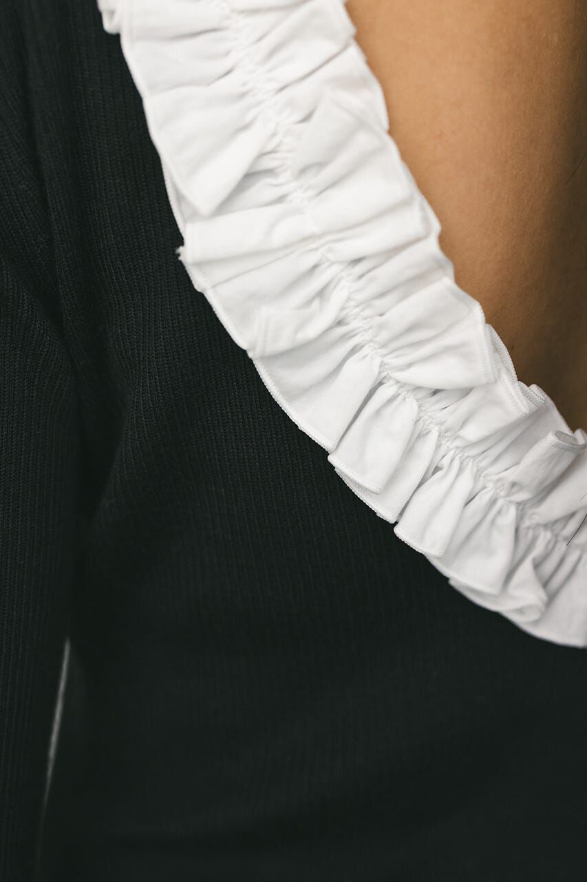 STYLEMIXER「バックオープンフリルニットトップ」|ニット・セーター|