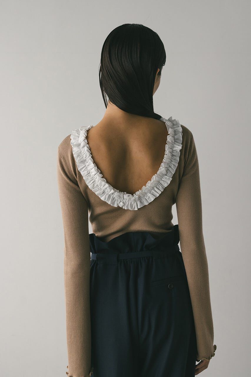 STYLEMIXER「バックオープンフリルニットトップ」|ニット・セーター|