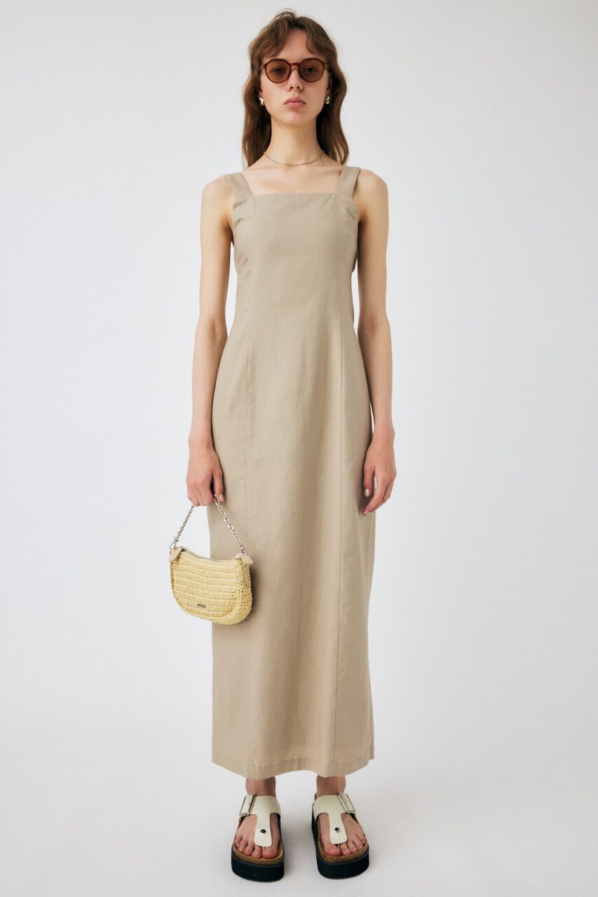 MOUSSY「LINEN COTTON MAXI キャミドレス」|ワンピース|BEG