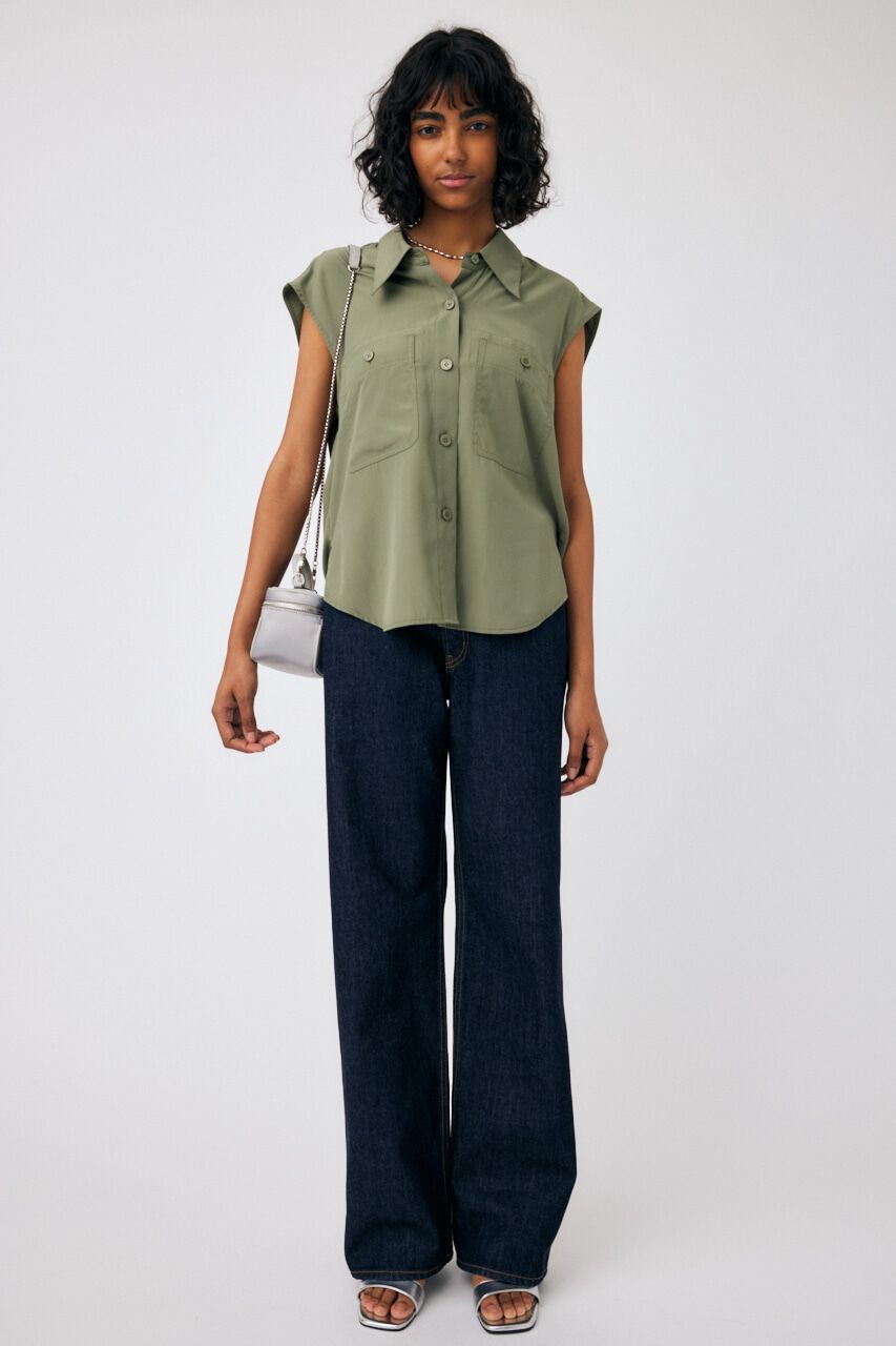 MOUSSY「BACK OPEN SHIRT ベスト」|ダウンベスト・ベスト|