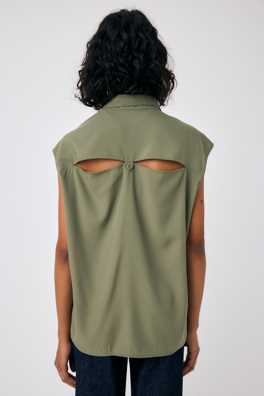 MOUSSY「BACK OPEN SHIRT ベスト」|ダウンベスト・ベスト|