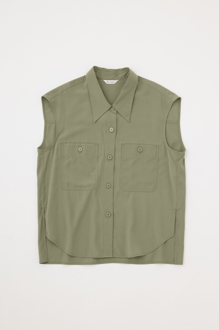 MOUSSY「BACK OPEN SHIRT ベスト」|ダウンベスト・ベスト|