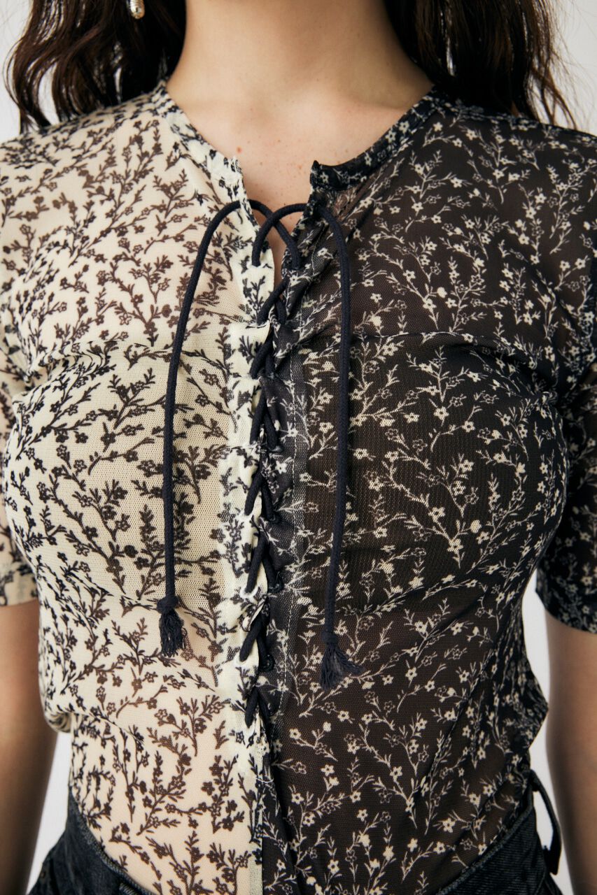 MOUSSY「ASYMMETRIC COLOR LACE UP トップス」|Tシャツ・カットソー|