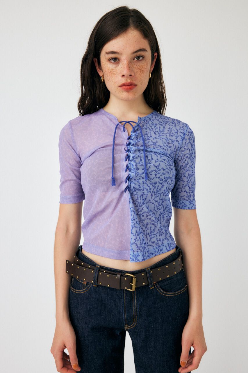 MOUSSY「ASYMMETRIC COLOR LACE UP トップス」|Tシャツ・カットソー|PUR
