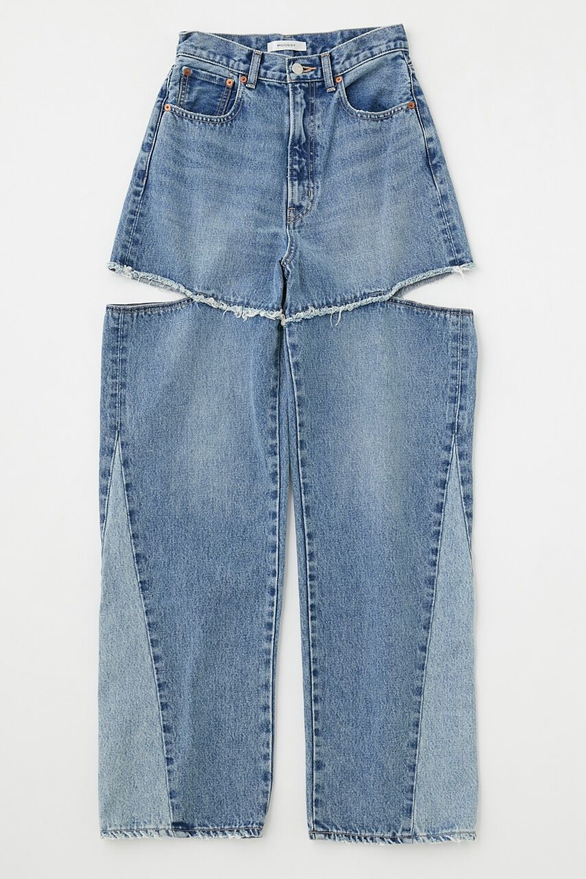 MOUSSY「CUT OUT WIDE STRAIGHT」|デニム|
