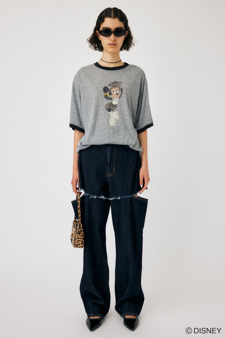 MOUSSY「CUT OUT WIDE STRAIGHT」|デニム|