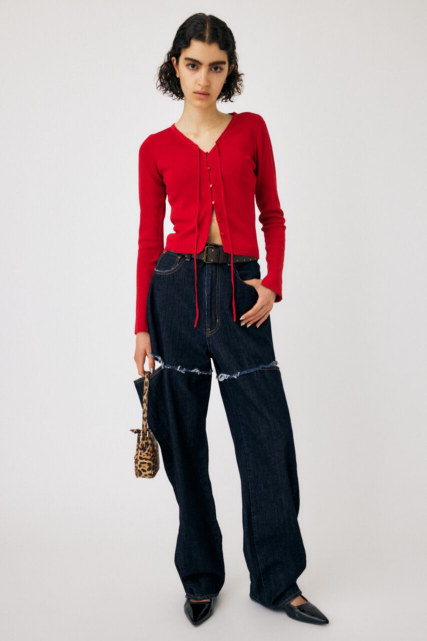 MOUSSY「CUT OUT WIDE STRAIGHT」|デニム|