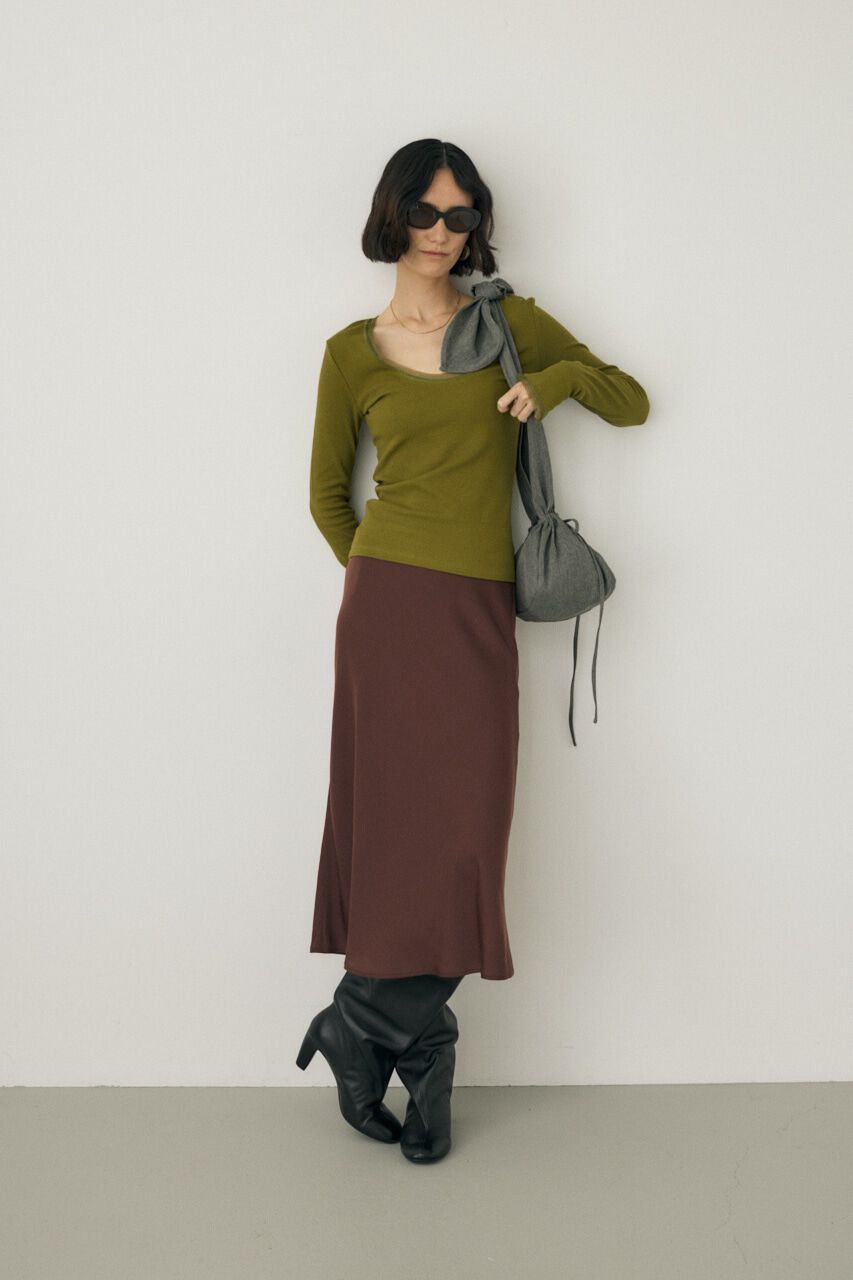 MOUSSY「サテンミディスカート　リサイクルポリエステル&times;レーヨン素材」|スカート|