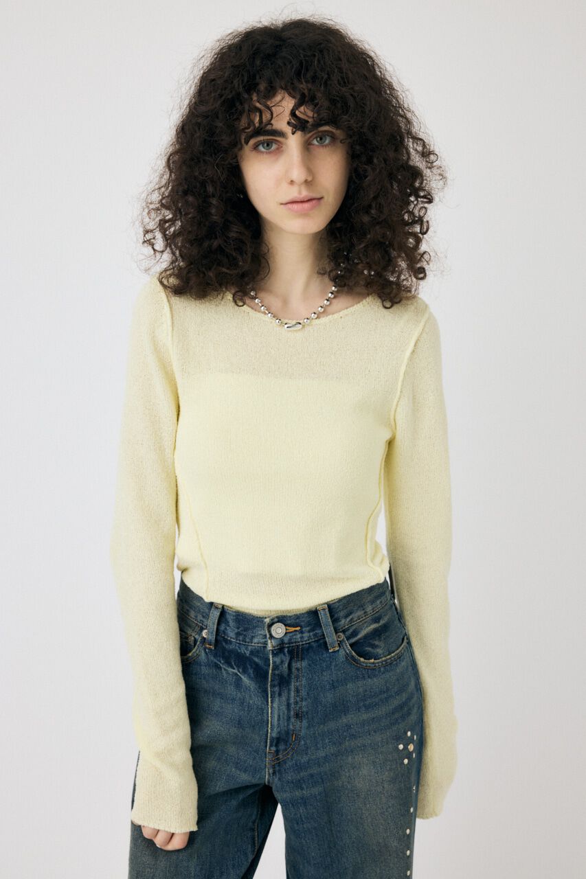 MOUSSY「LOOSE KNIT ロングスリーブTEE」|ニット・セーター|L/YEL1
