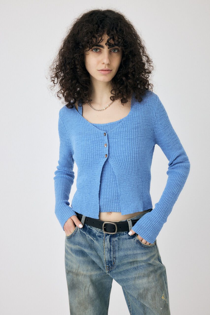MOUSSY「SLUB KNIT アンサンブル」|ニット・セーター|L/BLU1