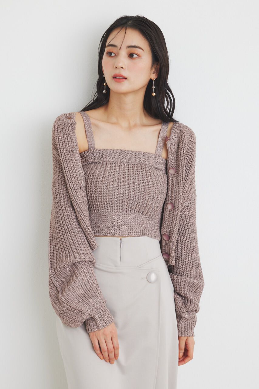 rienda「グリッターKnit TOP」|タンクトップ|PNK