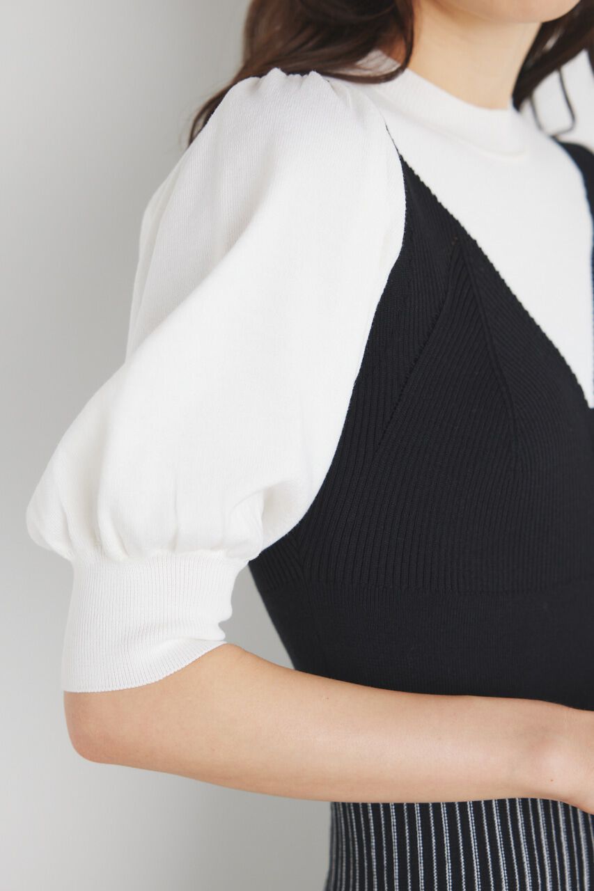 rienda「ビスチェライクストライプKnit OP」|ワンピース|