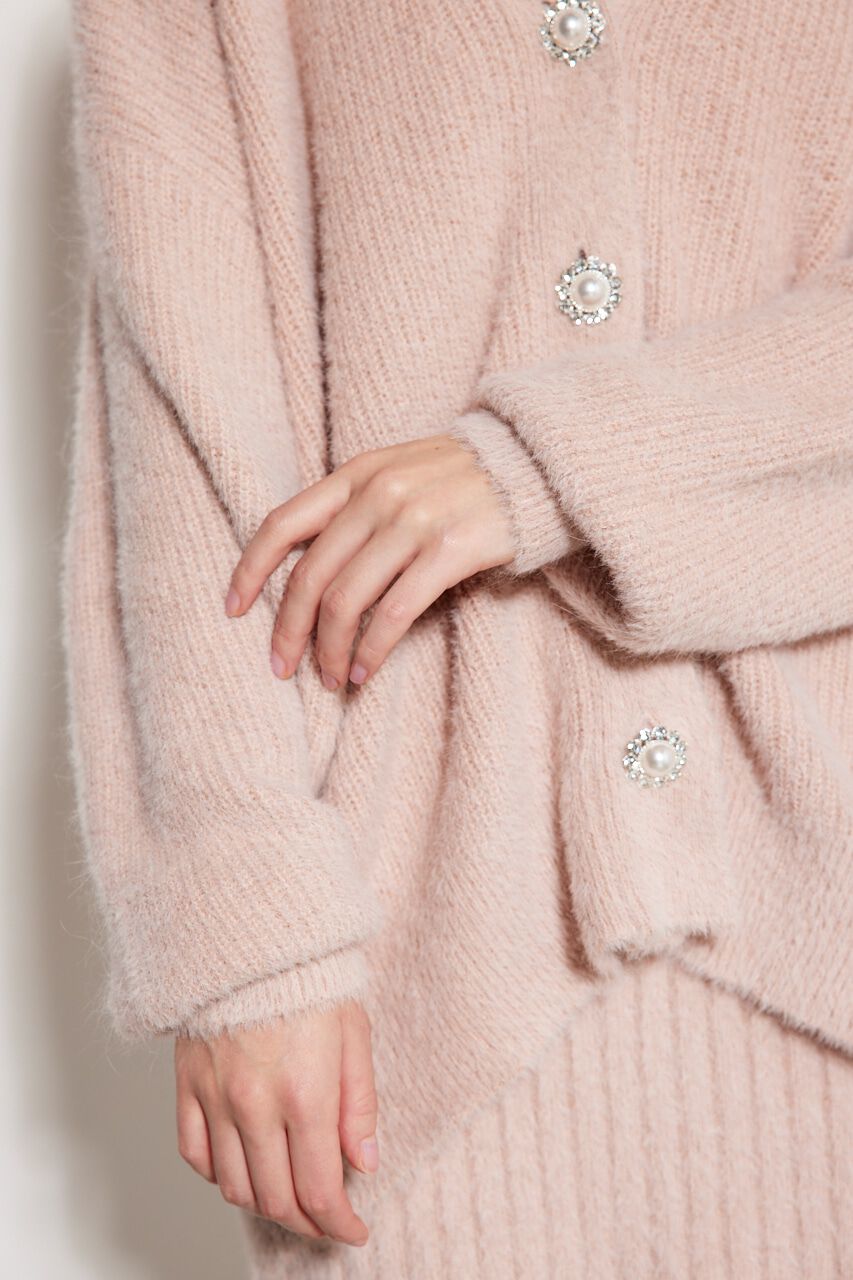 rienda「ビジュー釦カーデミニSET Knit OP」|ワンピース|