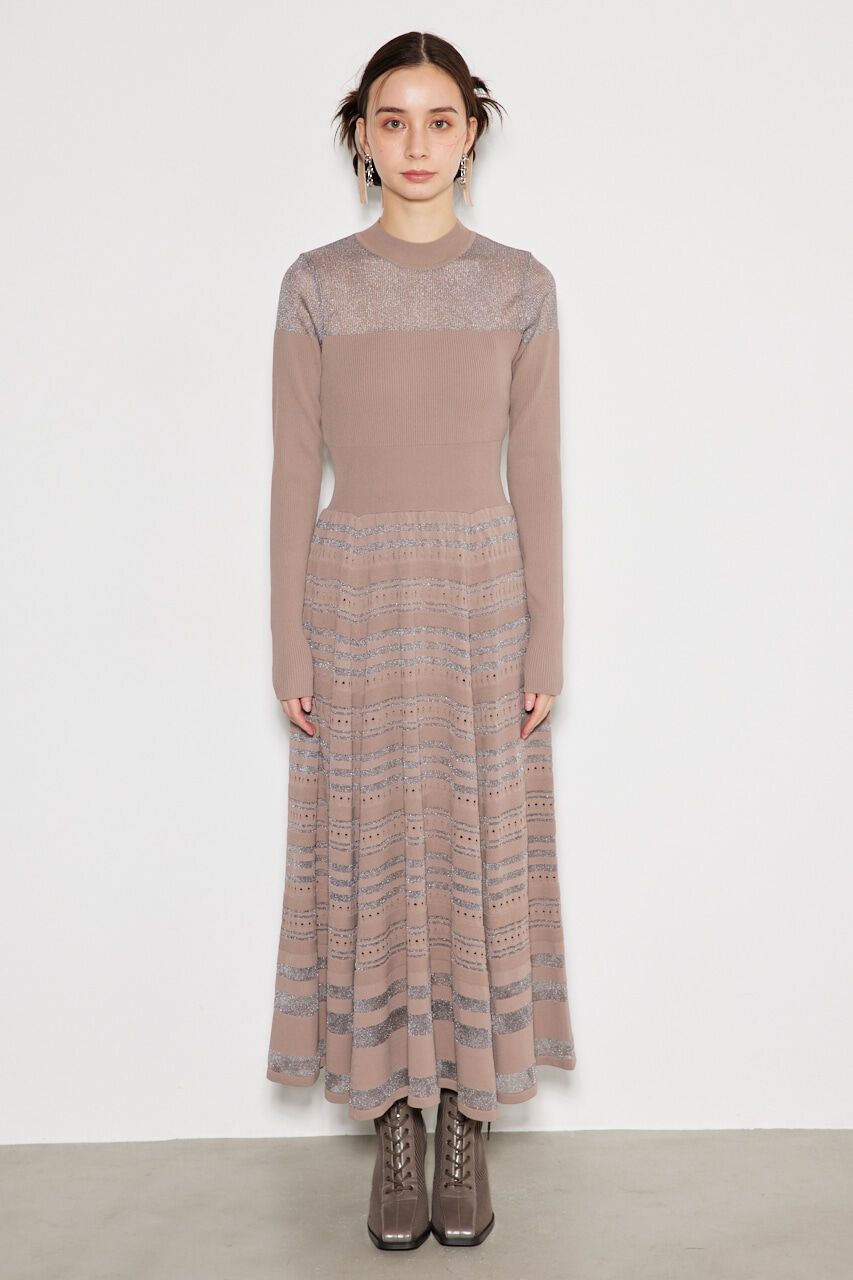 rienda「シアーボーダーフレアKnit OP」|ワンピース|