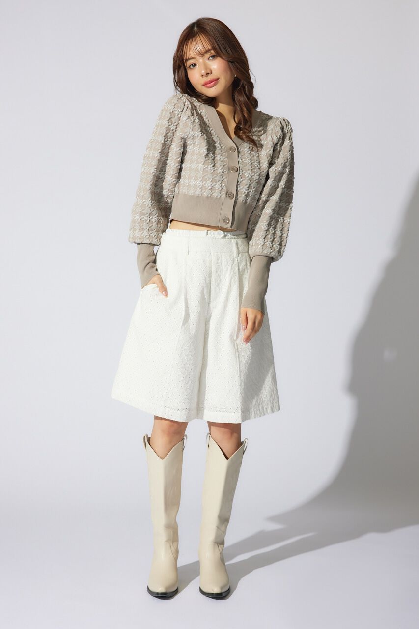 rienda「2WAYチェックパターンニットカーディガントップス」|ニット・セーター|