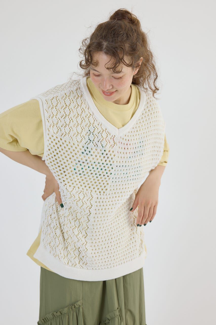 RODEO CROWNS「2WAY パッチワークニットベスト」|タンクトップ|