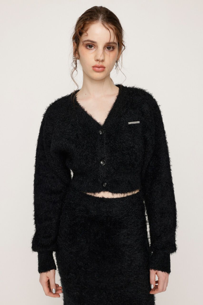 SLY「SHAGGY V／N CROP カーディガン」|カーディガン|BLK