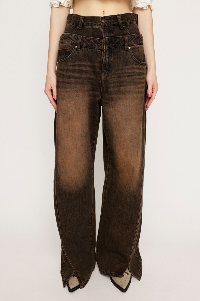 SLY「LAYERED STRAIGHT パンツ」|デニム|