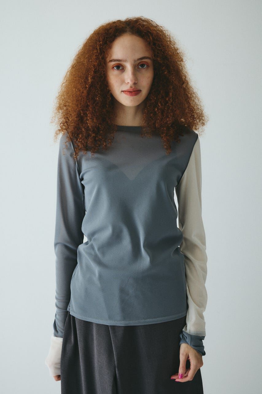 HeRIN.CYE「Crew neck mesh inner tops」|Tシャツ・カットソー|柄GRY5