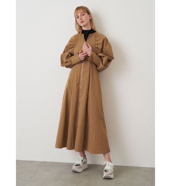 ELENDEEK「CENTER ZIP FLARE OP」|ワンピース|ブラウン