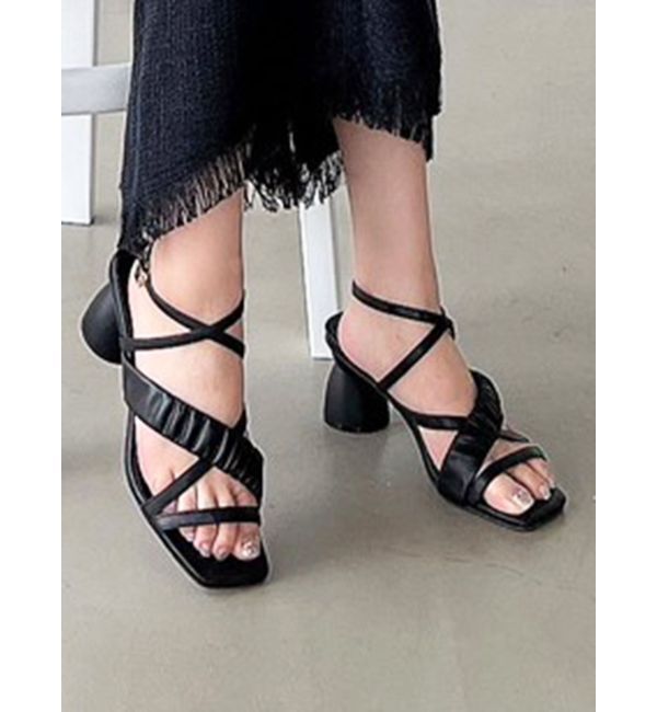 RESEXXY「ギャザーポイントサンダル」|その他|ブラック