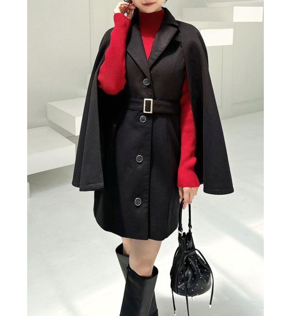 RESEXXY「ケープショートコート」|その他|ブラック