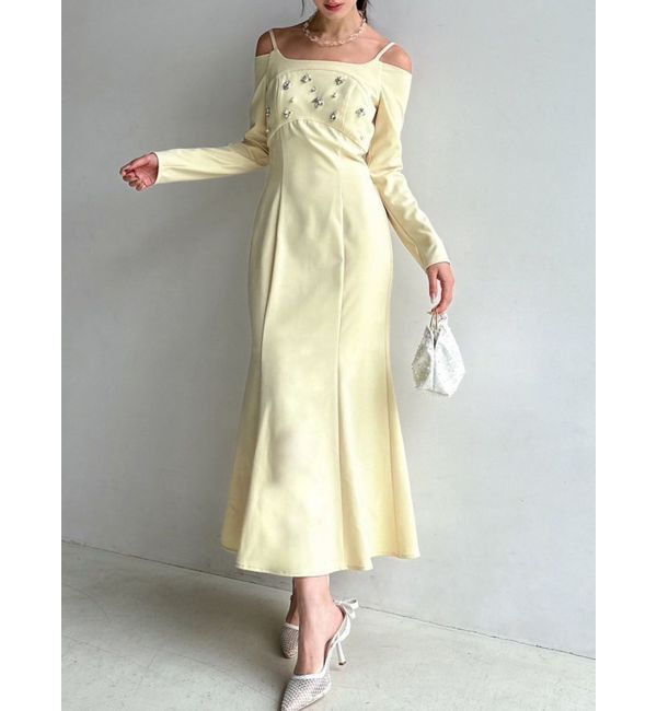 RESEXXY「ビジューオフショルワンピース」|ワンピース|イエロー